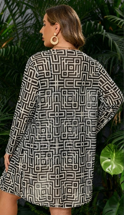 Women's Plus Size Boho Geometric Print 2-piece Casual Swimsuit