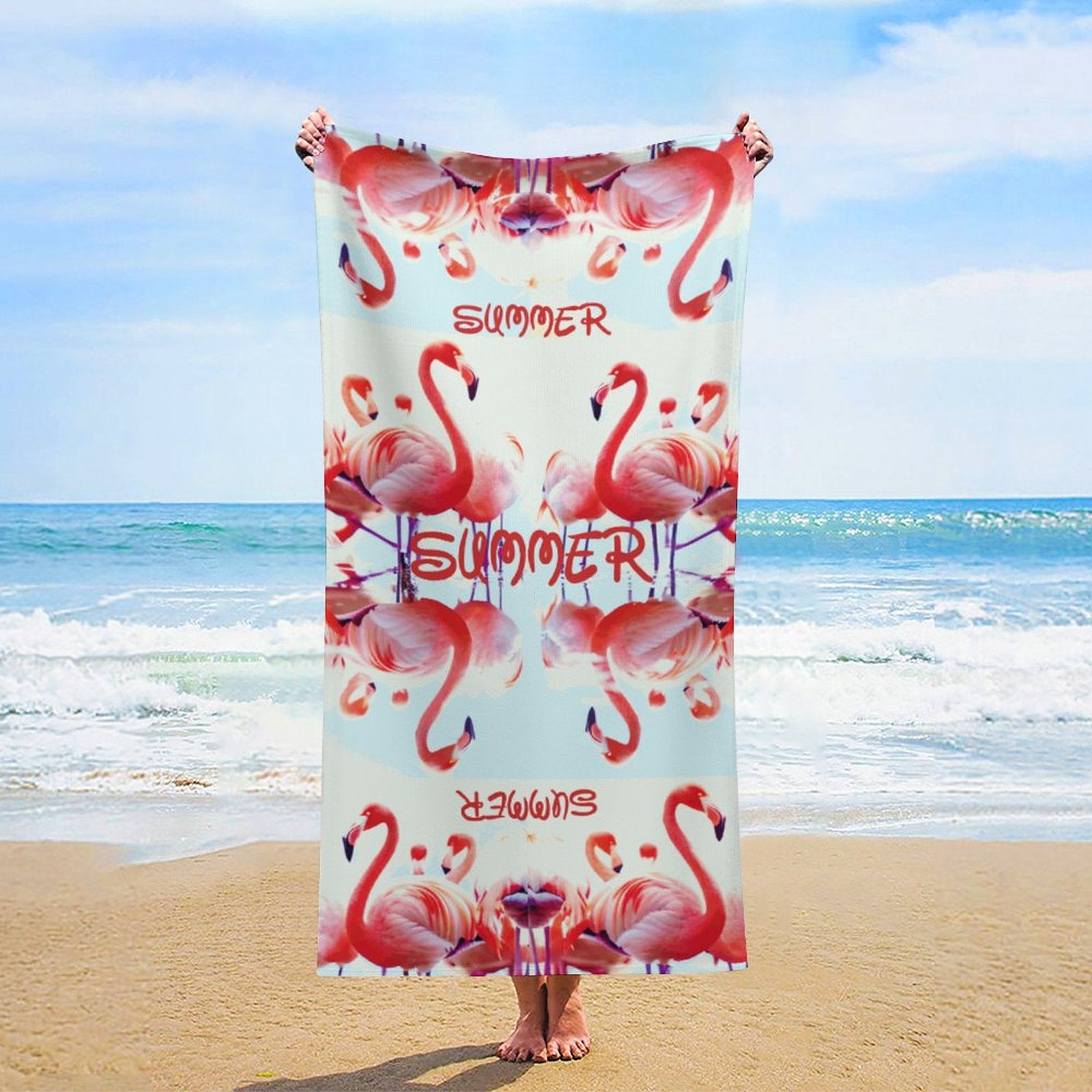Pink Flamingos Summer Design Beach or Bath Towel - 61.4