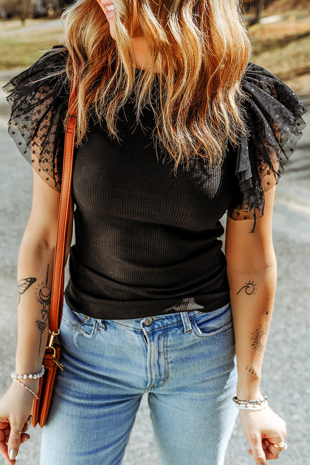 Dotty Mesh Ruffle Sleeve Mix & Match Bundle