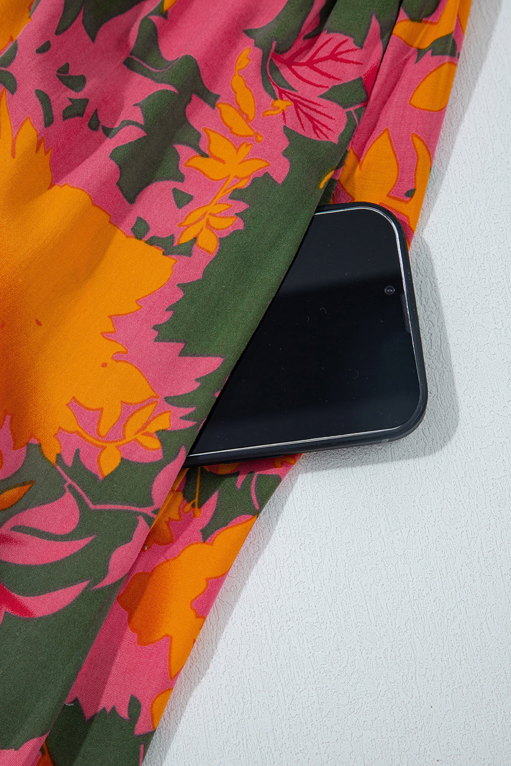 Orange Floral Puff Sleeve Smocked Ruffle Maxi Dress