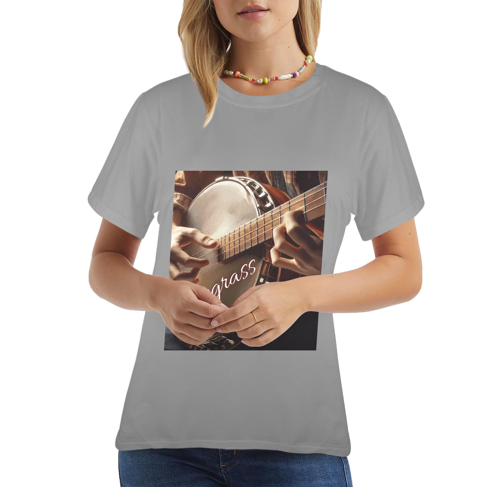 Women's Country Bluegrass Banjo Music Graphic T-shirt（Made in USA）