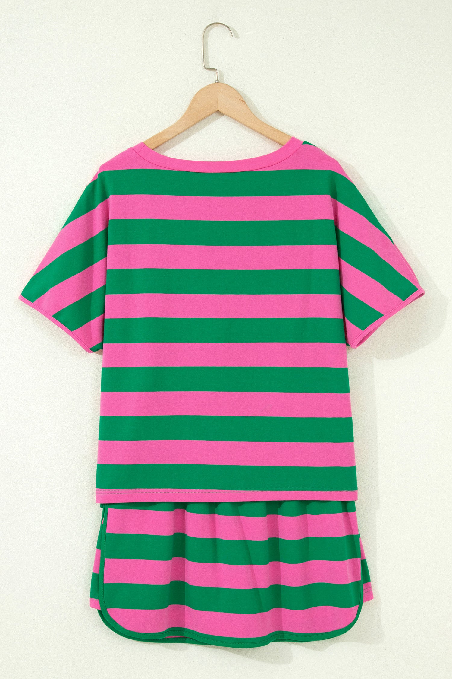 Athletic 2-piece Striped Dolman Top & Drawstring Skort Outfit Set