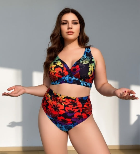 Women's Plus Size Colorful 2-piece Casual Bikini Swimsuit