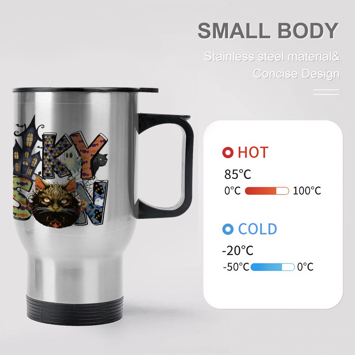 Halloween Spooky Season 14 oz Travel Tumbler Coffee Mug with Handle (Made in USA)