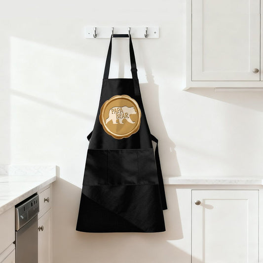 Papa Bear Golden Seal Adult Waterproof Apron With Three Pockets