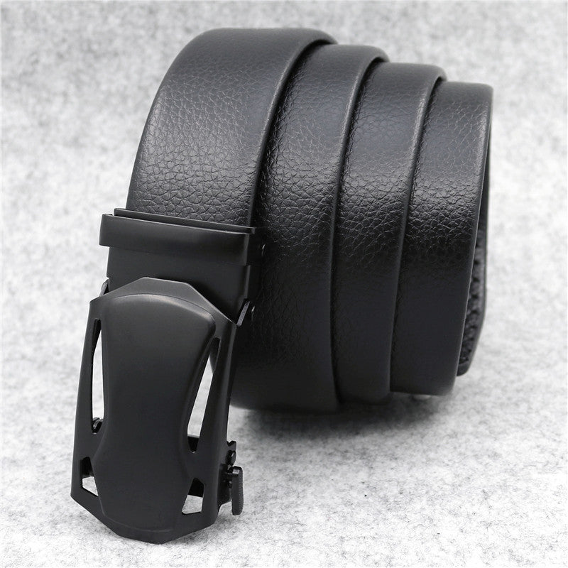 Men's Microfiber Leather Ratchet Belt Adjustable Automatic Buckle Black Belts