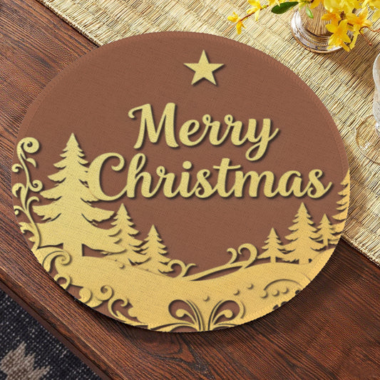 Merry Christmas Scenery Custom Round Placemats - 4 pack (Made in USA)