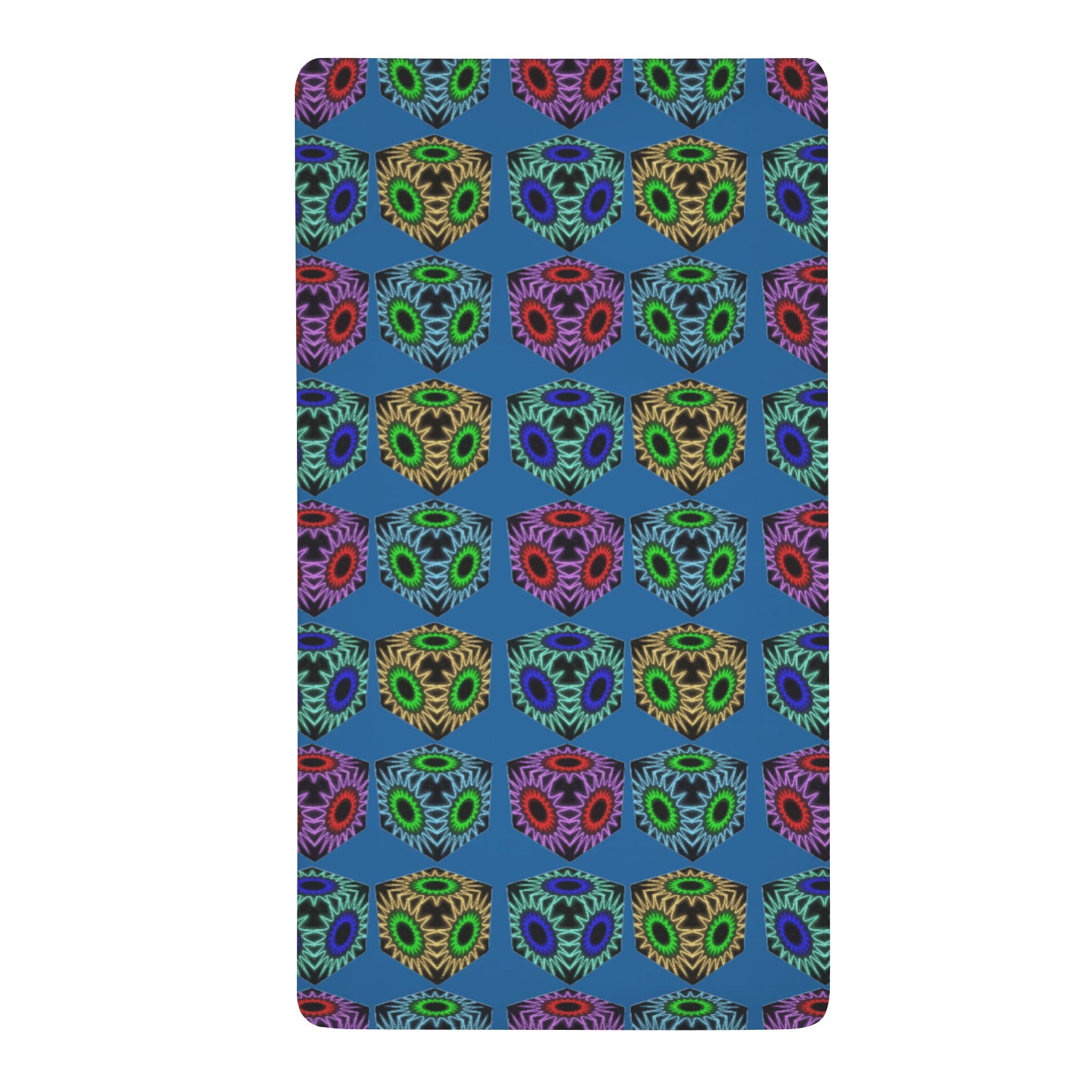 Colorful Cubes Blue Twin Size Fitted Sheet | Ships from USA