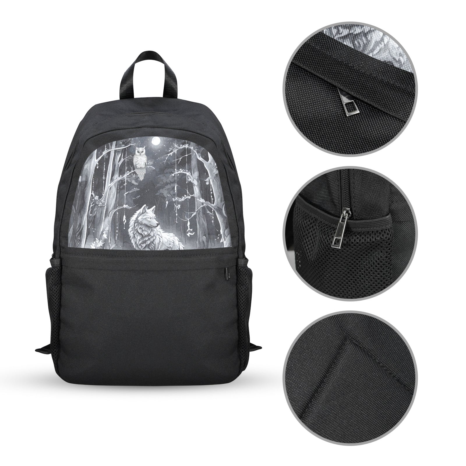 Wolf in Moonlit Forest Casual Backpack (Upper Part Printing) (Model 1753)