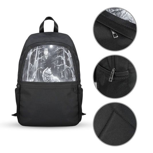 Wolf in Moonlit Forest Casual Backpack (Upper Part Printing) (Model 1753)