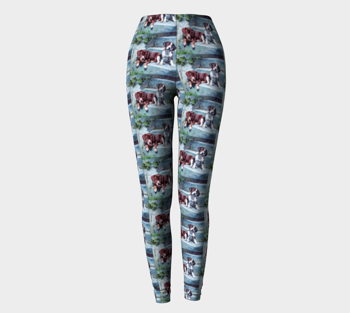 Puzzled Puppies Printed Long Yoga Leggings