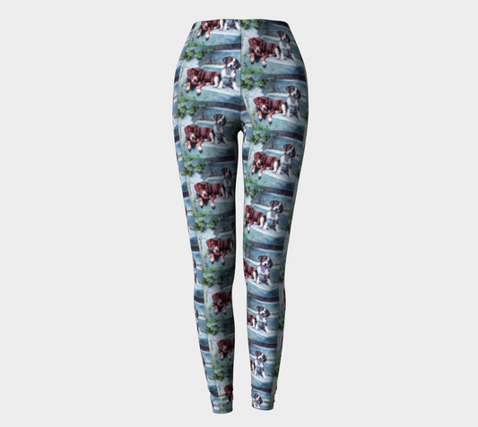 Puzzled Puppies Printed Long Yoga Leggings