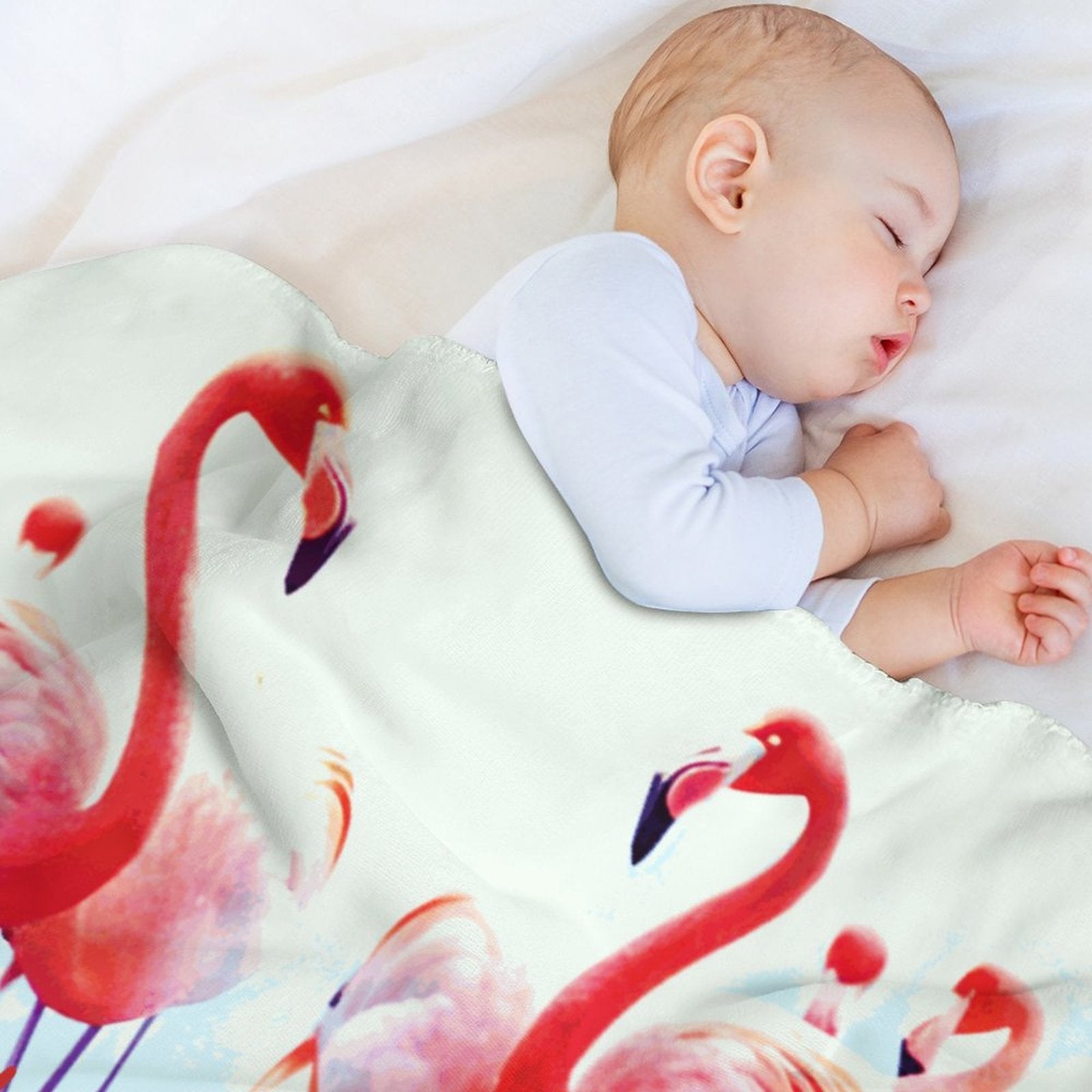 Pink Flamingos Summer Design Sherpa Fleece Throw Blanket - 50