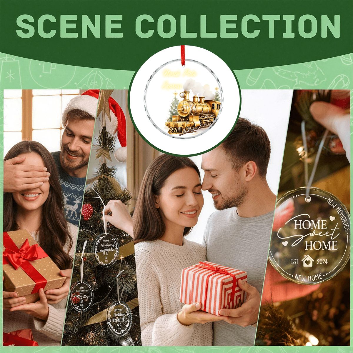 Round Glass Christmas Ornament (Made in USA) sianybdesignsGoldsteamtrainwithElegantGoldChristmassoft840e3af4f76f4301b5f1f2e759b6ccaf sianybdesignsElegantGoldChristmasstarsoftandinvitinglig625b0fca50ed