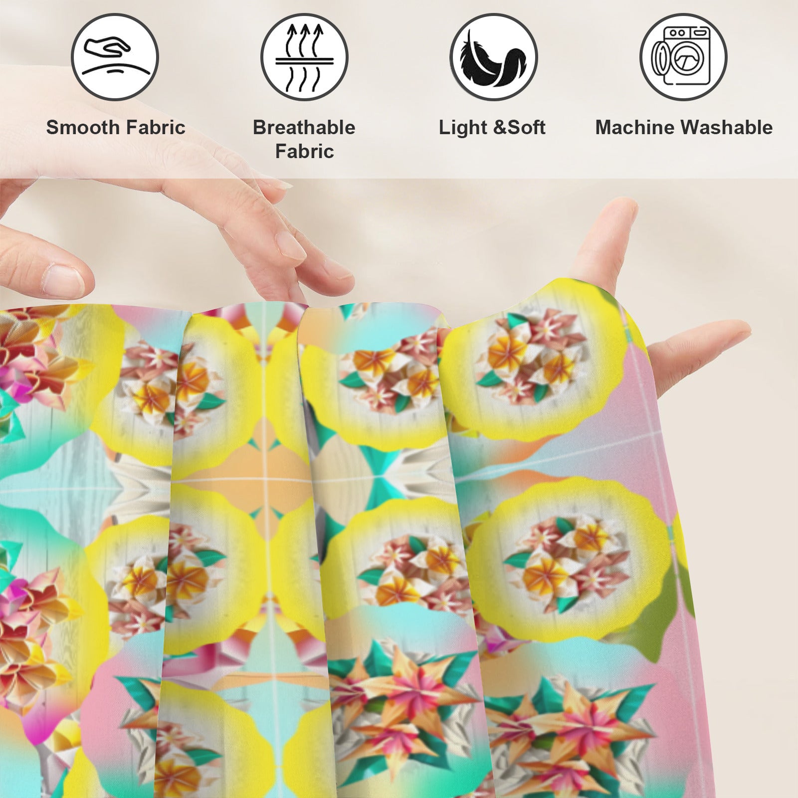 Circle Floral Pastel Pattern Twin Bedding Set (Fitted Sheet + Pillowcases) | Ships from USA