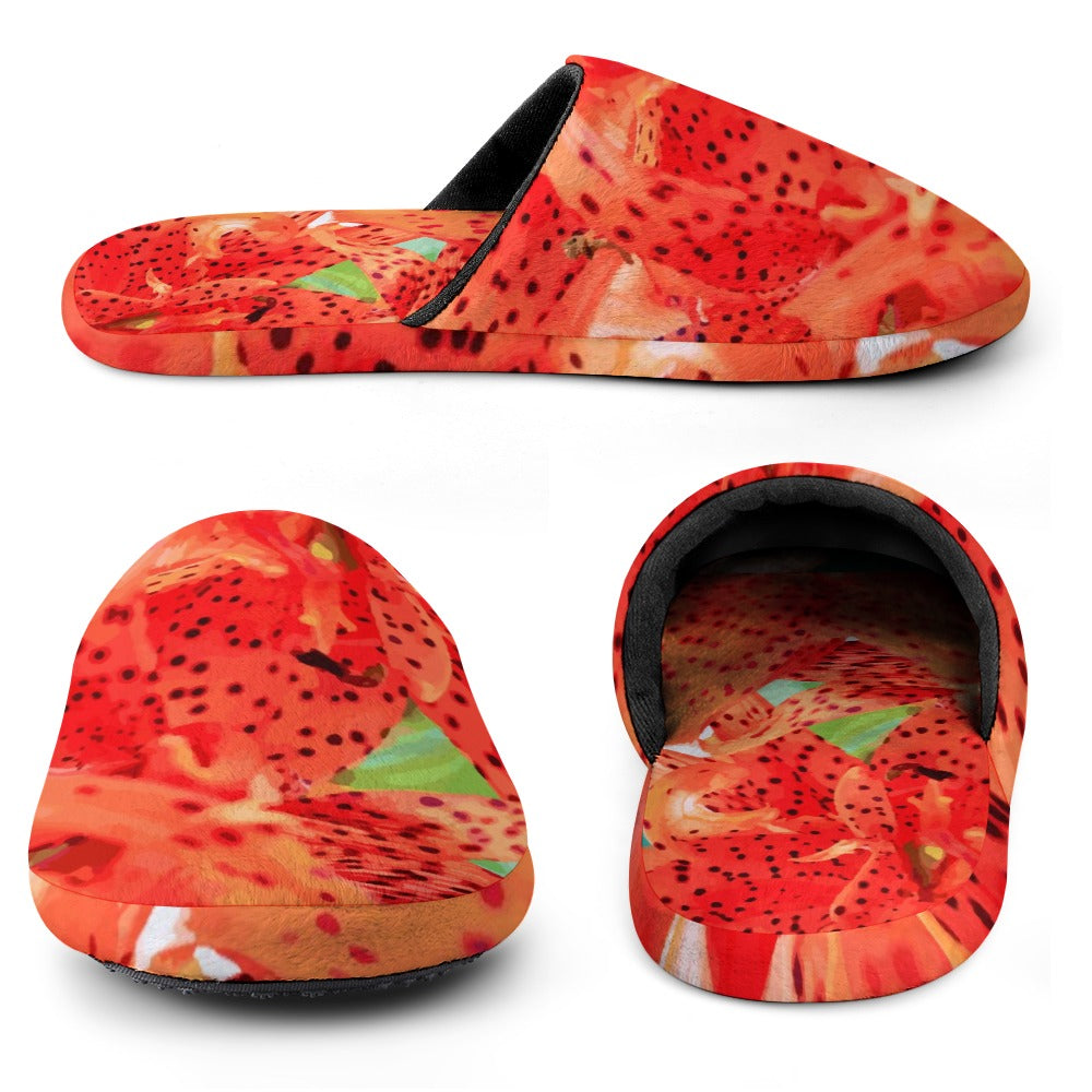 Orange Tiger Lily Cotton House Shoes