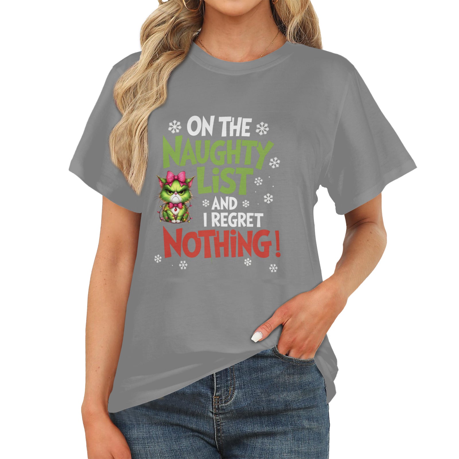 On The Naughty List Classic Grey Women's T-Shirt (Made in USA)