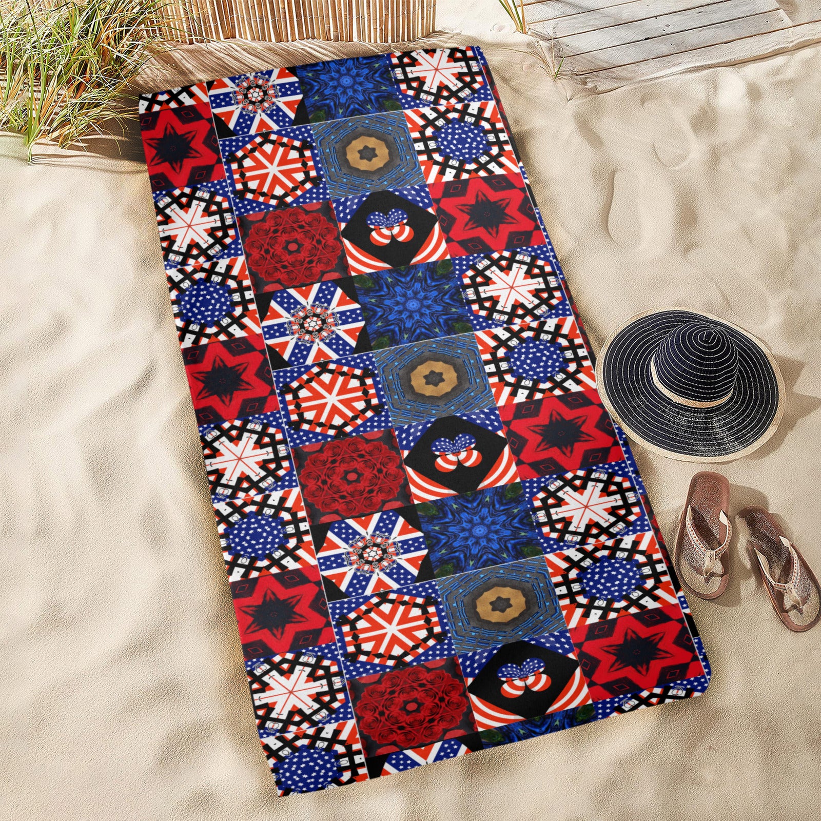 USA Patchwork Design Beach Towel - 31