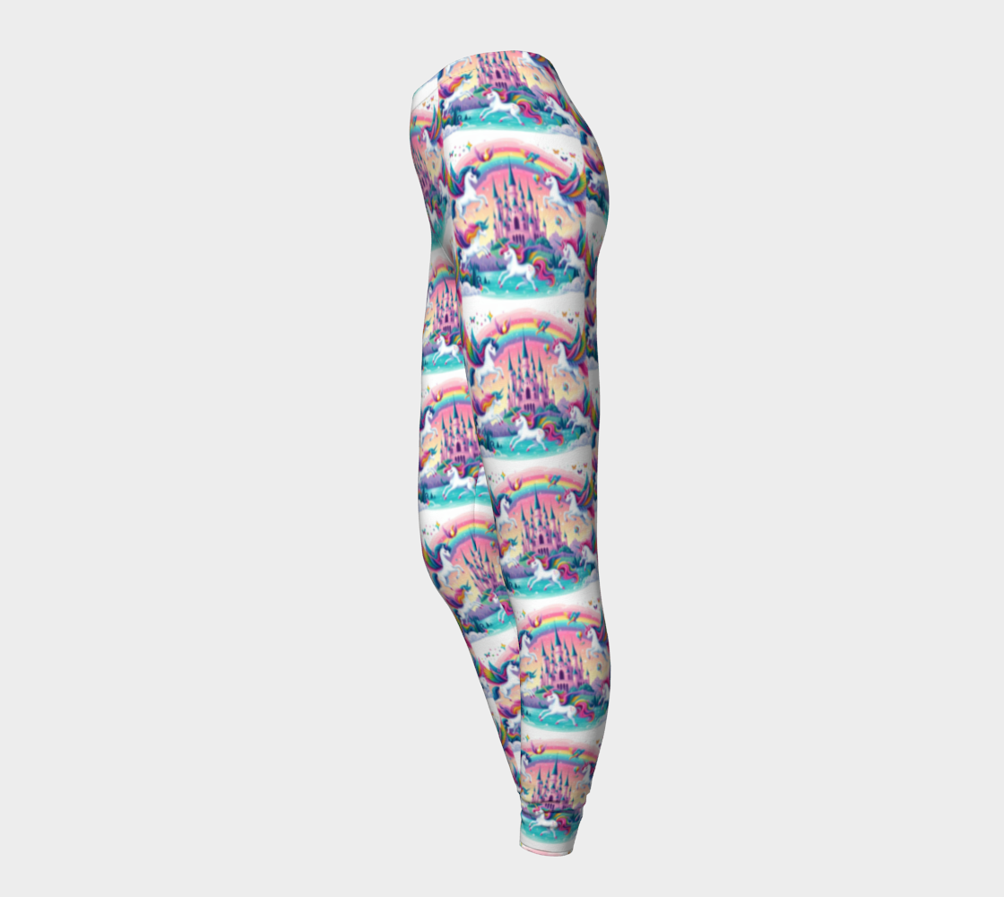 Purple Unicorns and Castles Printed Long Yoga Leggings