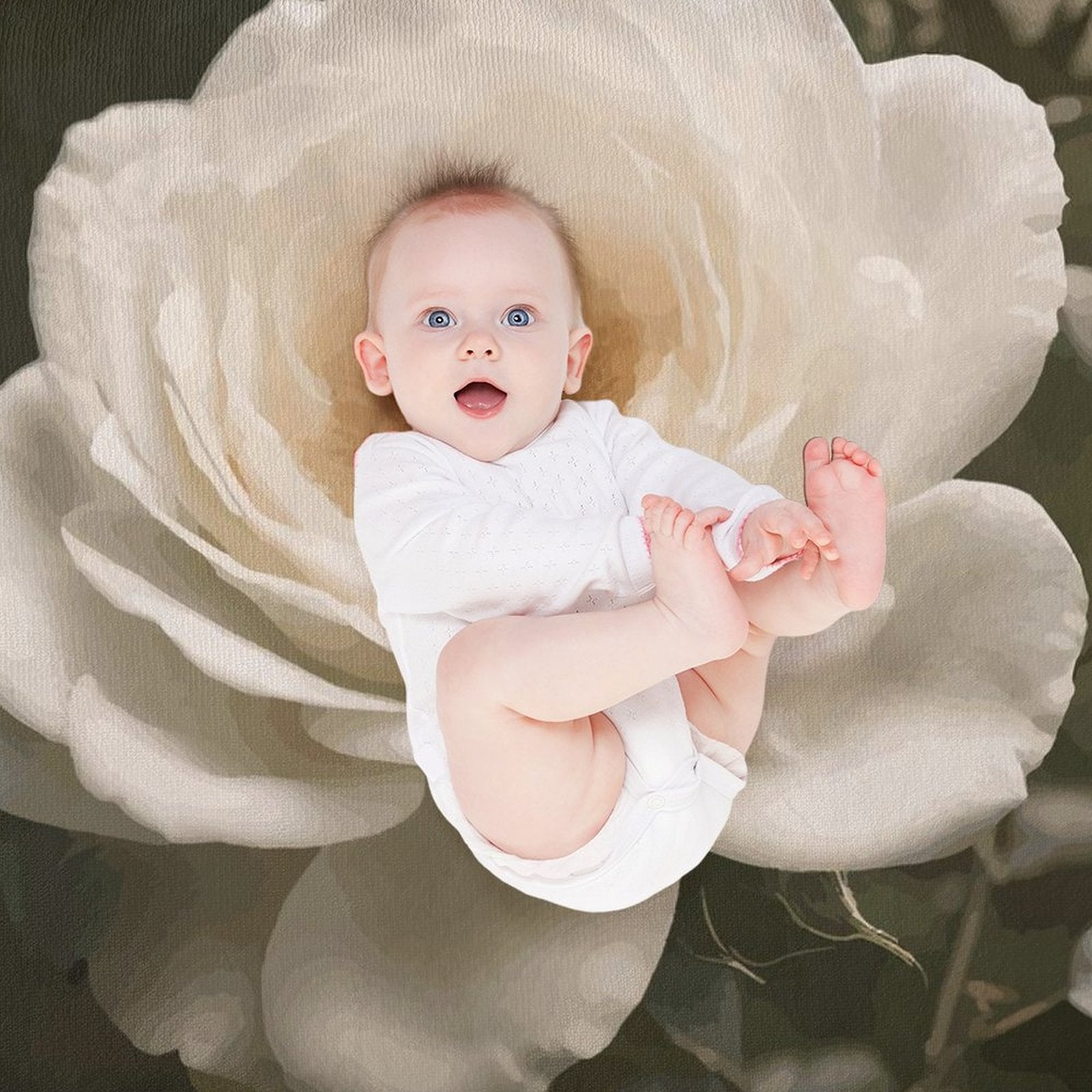 White Rose Sherpa Fleece Throw Blanket - 50