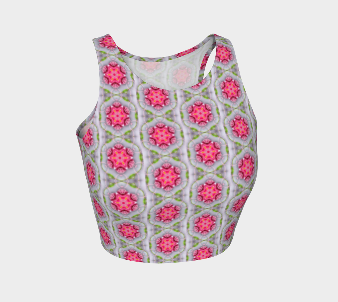 Silver and Pink Star Pattern Athletic Crop Top