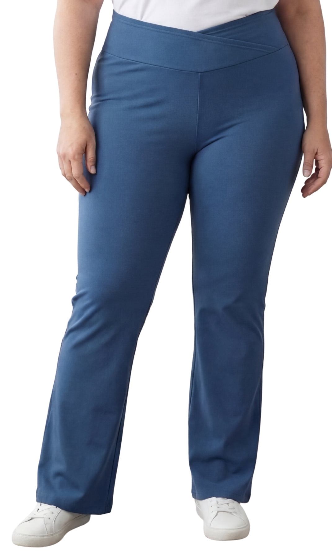 Women's Pull-on Cotton Stretch Bootcut Flare Leggings with a Crossover waistband
