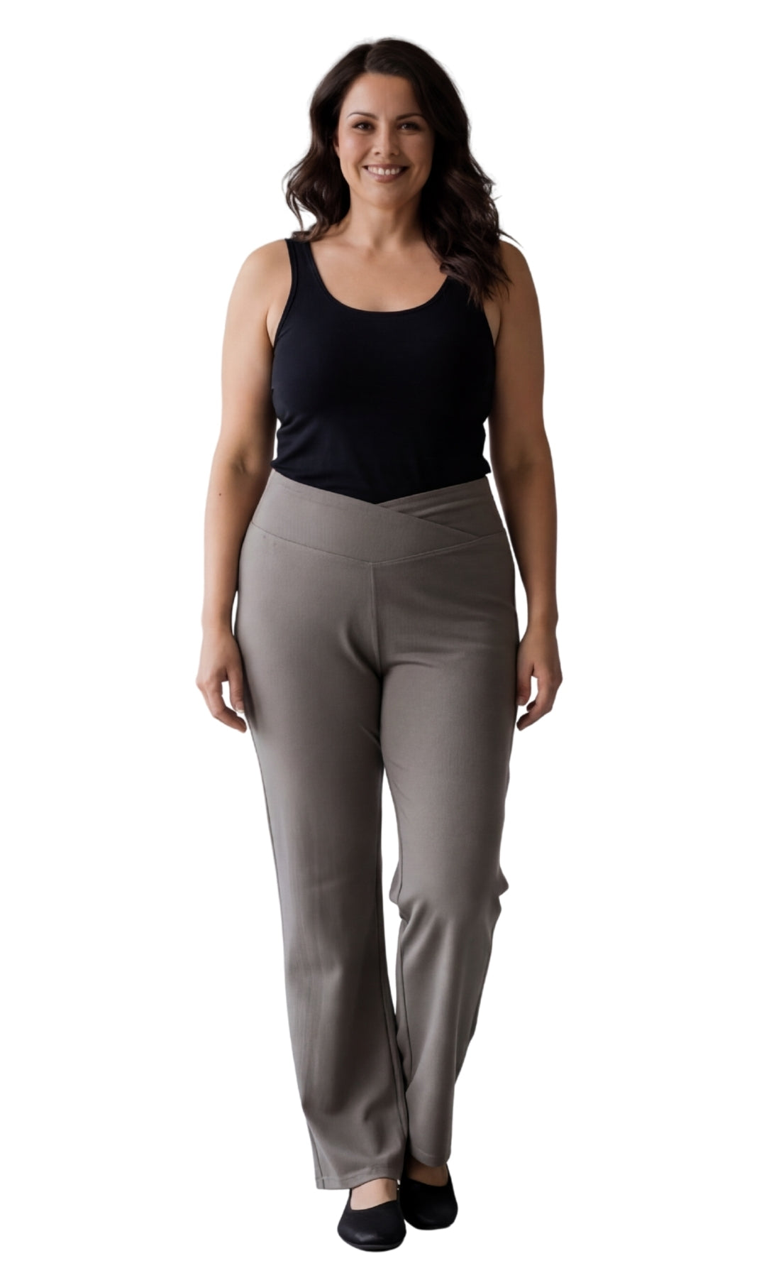 Women's Pull-on Cotton Stretch Bootcut Flare Leggings with a Crossover waistband