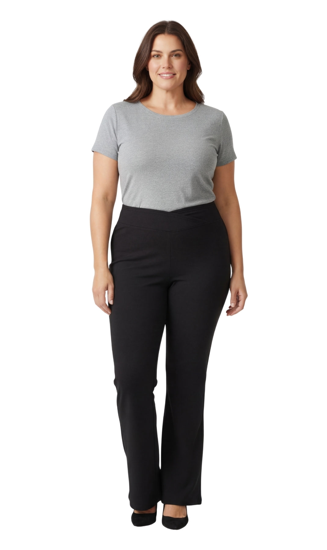 Women's Pull-on Cotton Stretch Bootcut Flare Leggings with a Crossover waistband