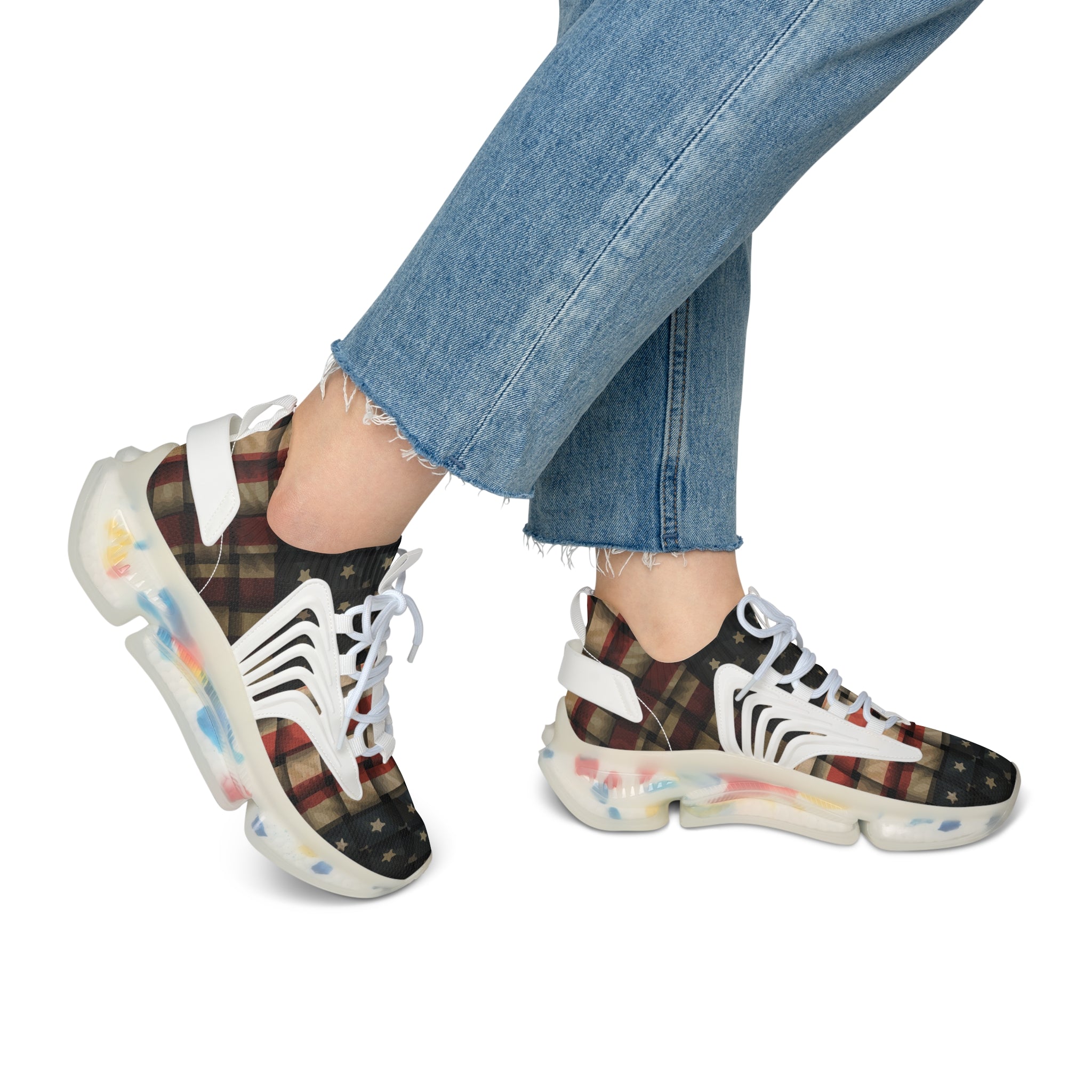 Women's Patriotic Basket Design Mesh Sneakers