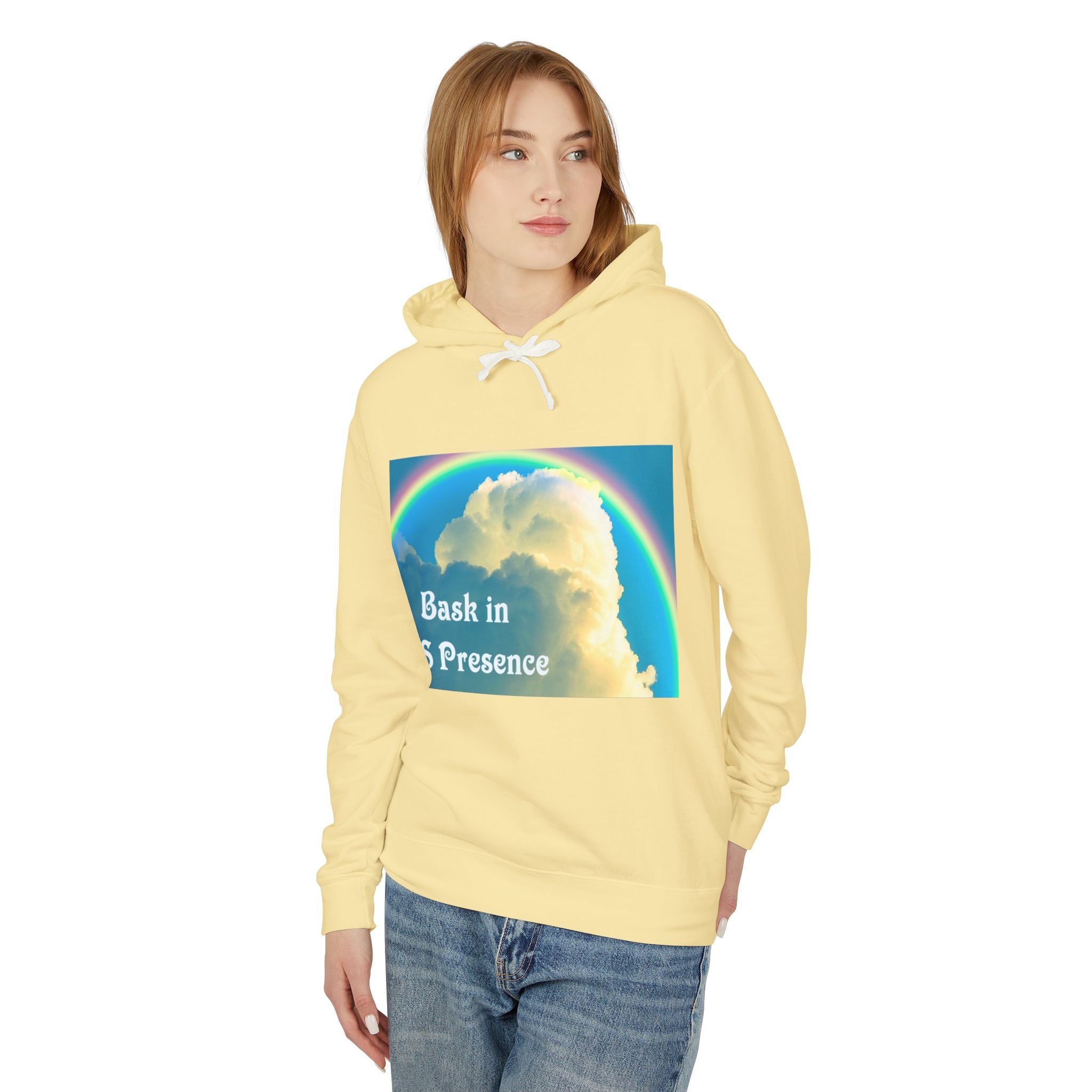 Disfrute de SU Presencia Nubes y Arco Iris Sudadera con capucha unisex hasta 3XL