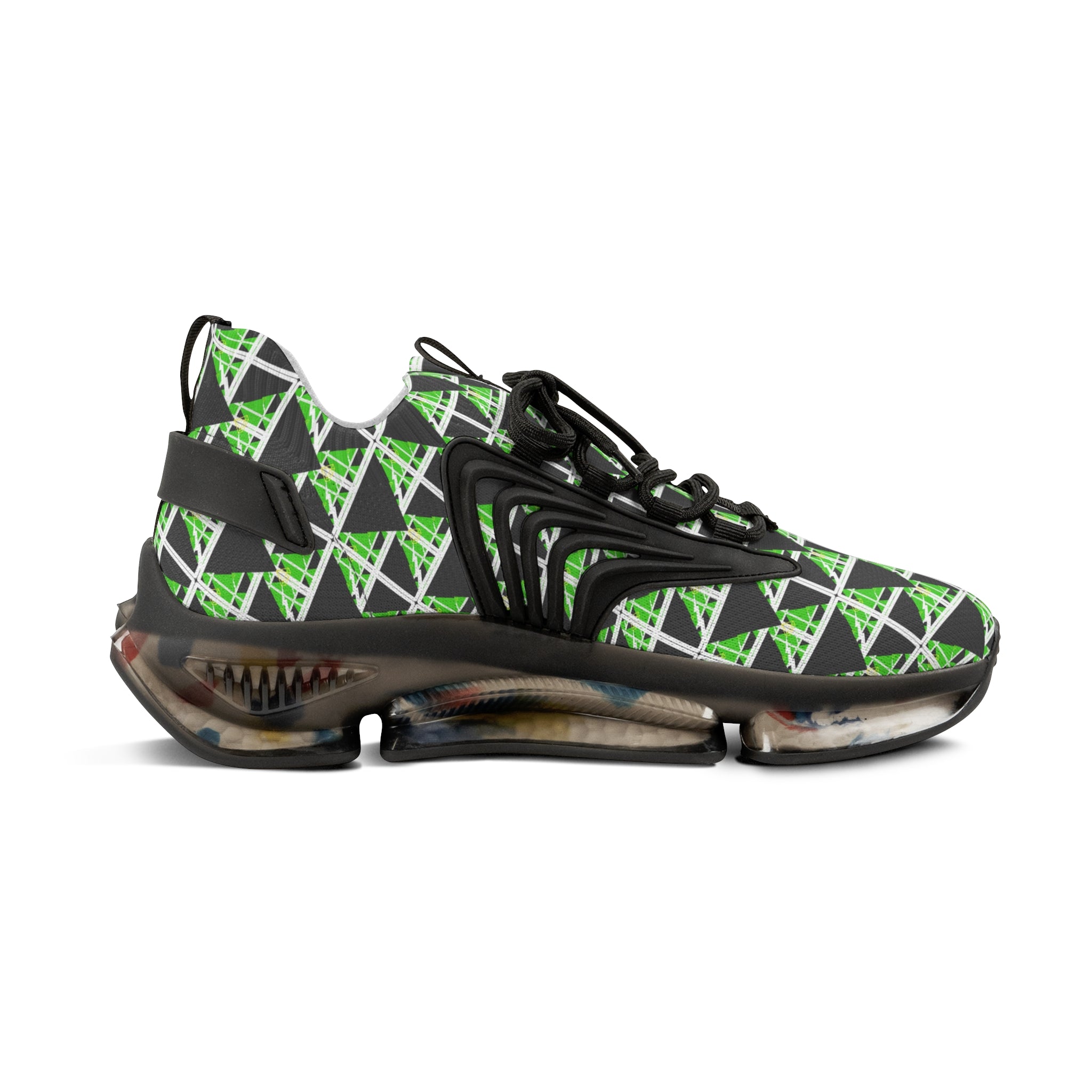 Men's Green Triangle Mesh Sneakers