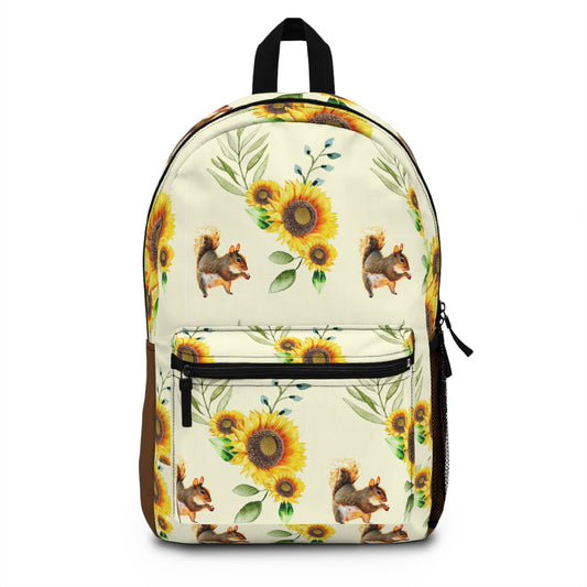 Pattern of Happy Squirrel and Sunflowers Backpack - Shell Design Boutique