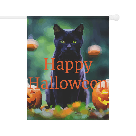 Happy Halloween Black Cat Garden Flag - Shell Design Boutique