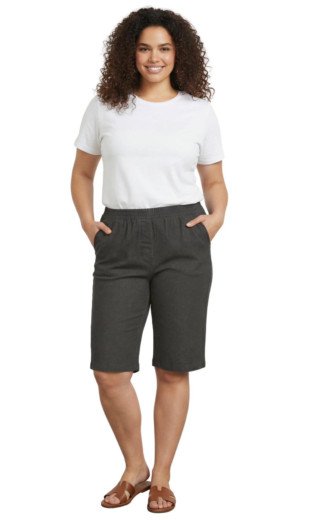 Women's Easy Pull on Bermuda Shorts in Denim and Twill