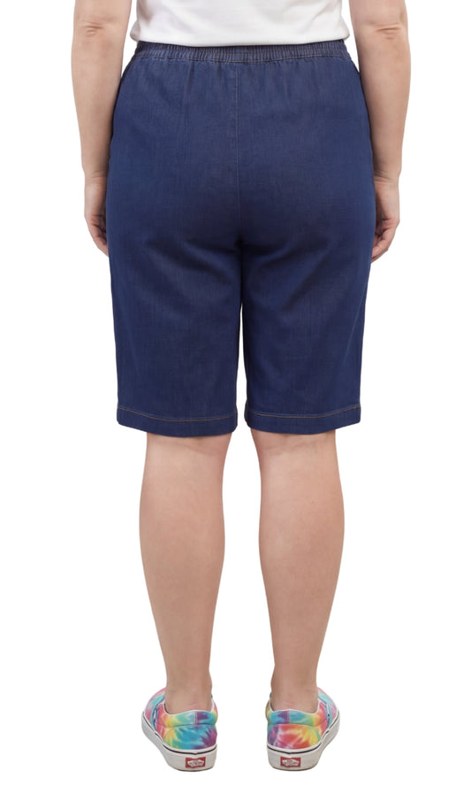 Women's Easy Pull on Bermuda Shorts in Denim and Twill