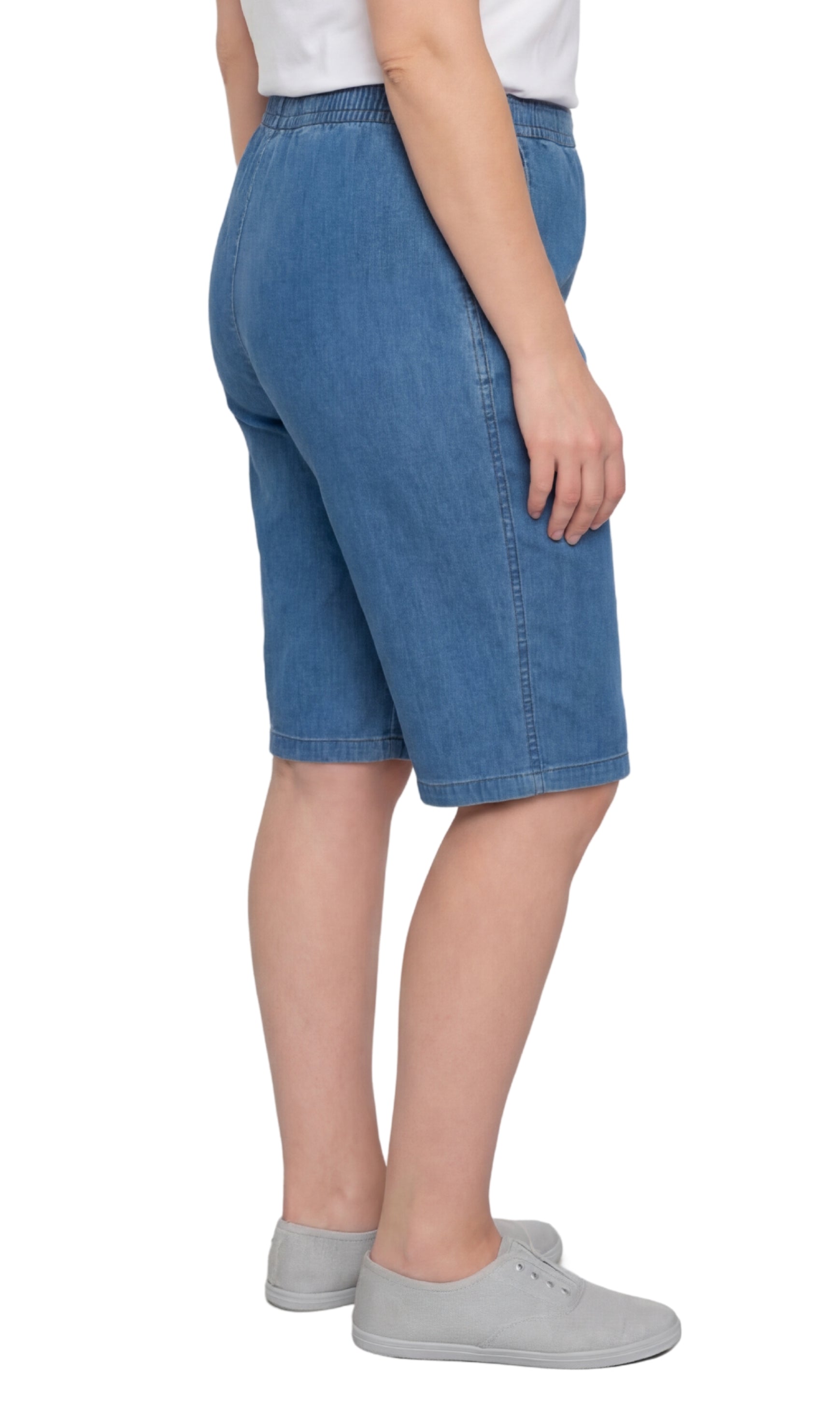 Women's Easy Pull on Bermuda Shorts in Denim and Twill