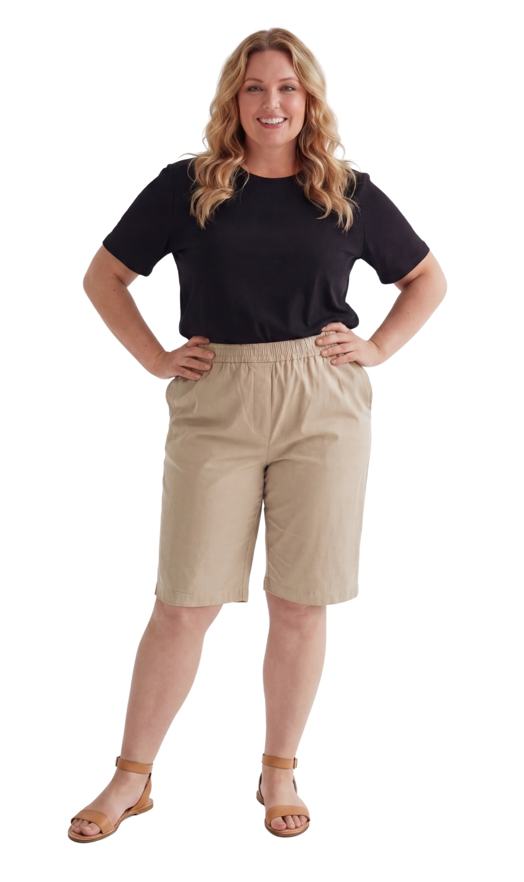 Women's Easy Pull on Bermuda Shorts in Denim and Twill