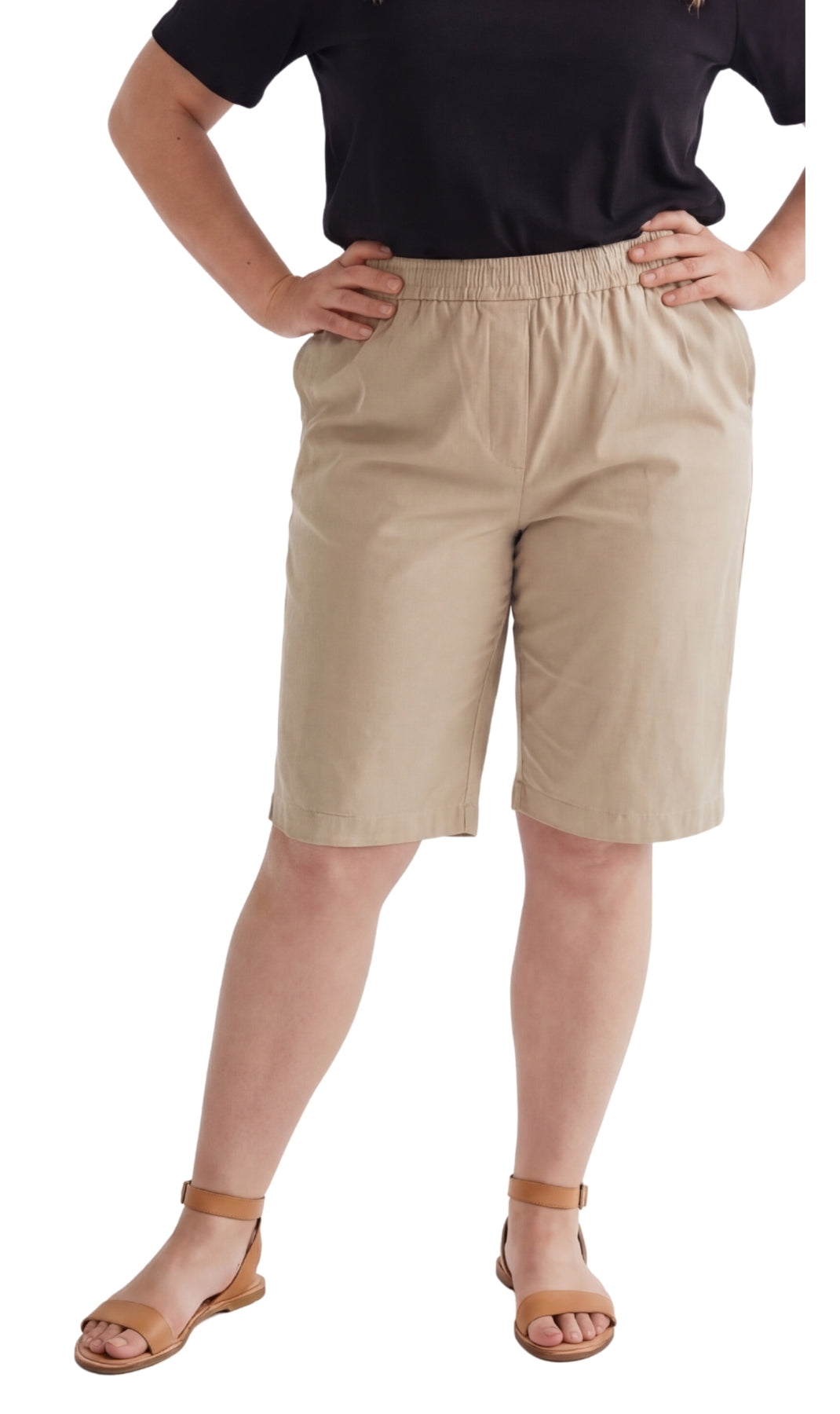 Women's Easy Pull on Bermuda Shorts in Denim and Twill