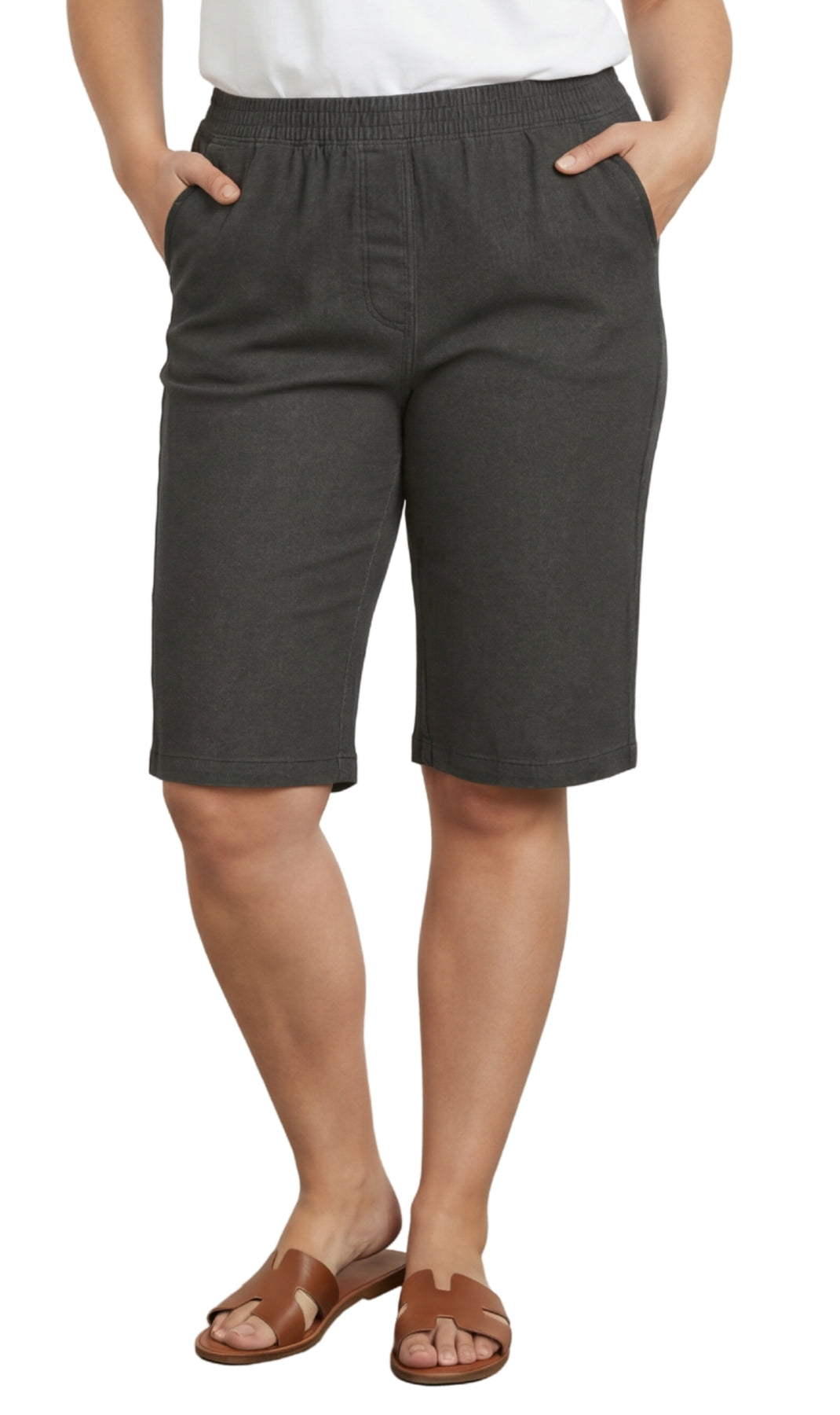 Women's Easy Pull on Bermuda Shorts in Denim and Twill
