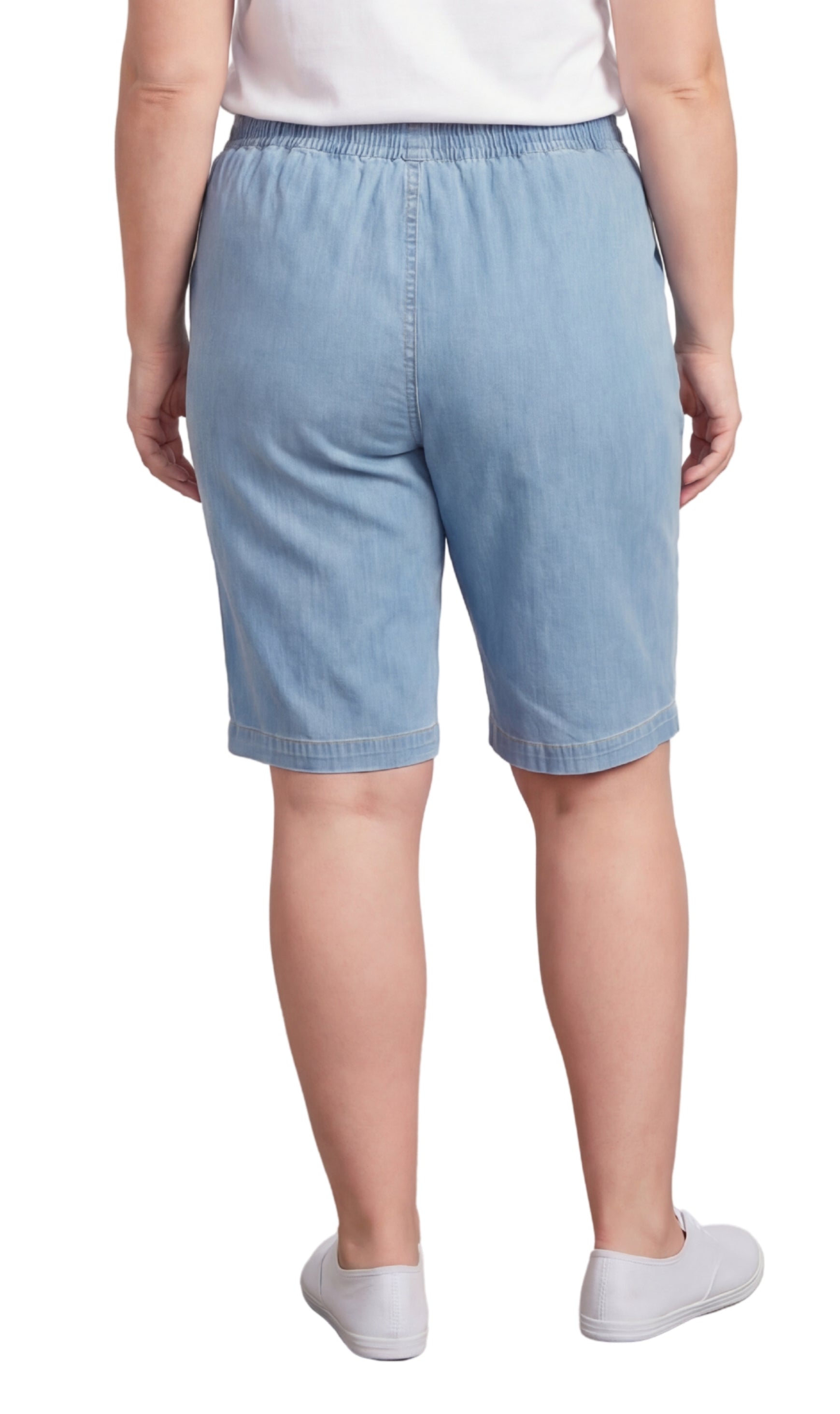 Women's Easy Pull on Bermuda Shorts in Denim and Twill
