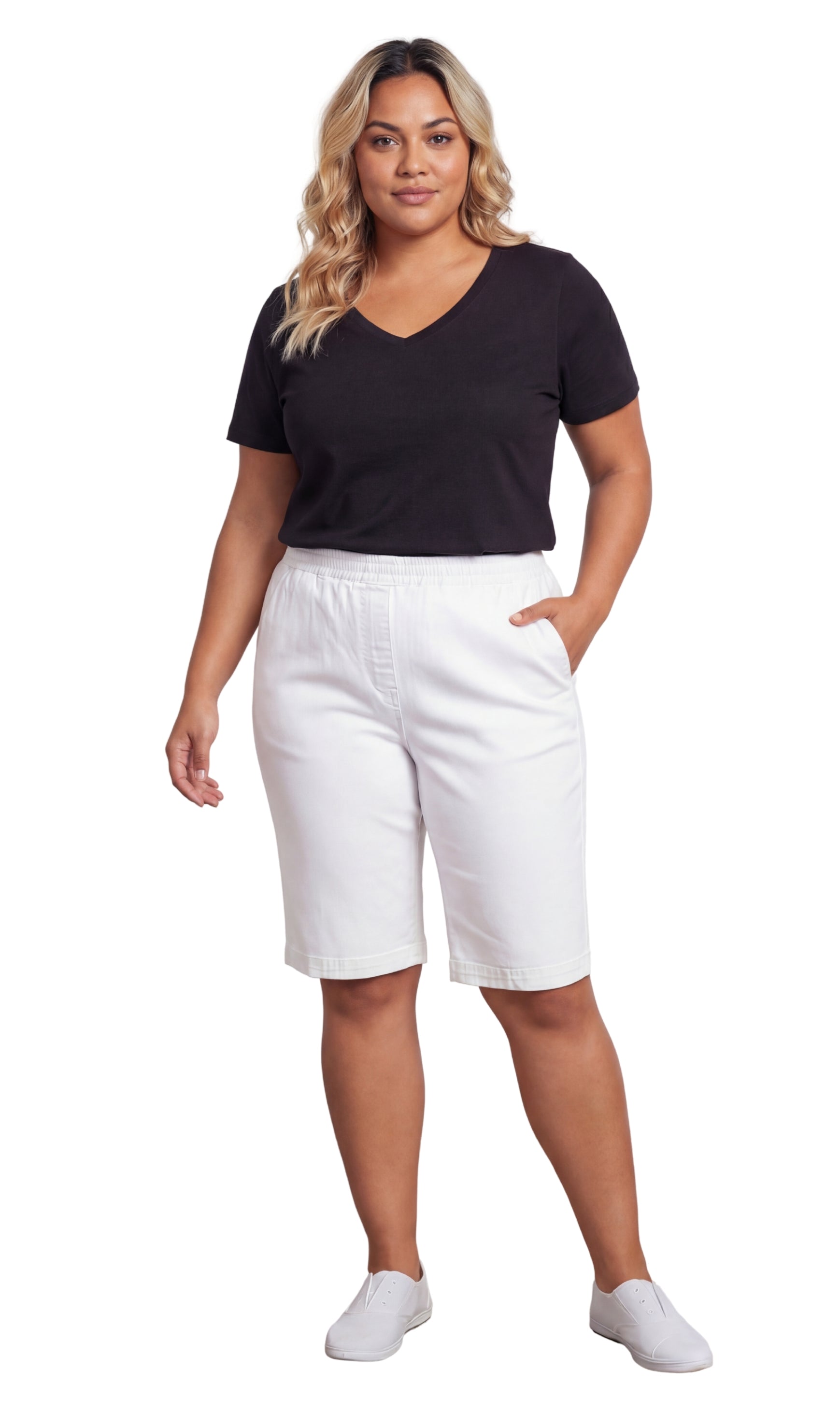 Women's Easy Pull on Bermuda Shorts in Denim and Twill