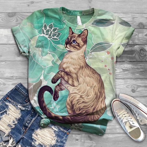 Women's Cat Lover Animal Print Graphic T-shirt