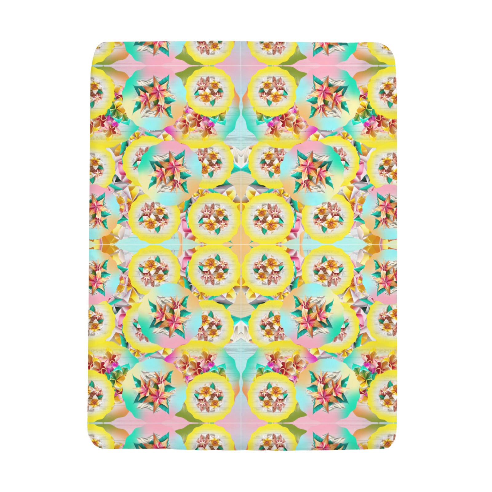 Circle Floral Pastel Pattern Double Bed Fitted Sheet 60