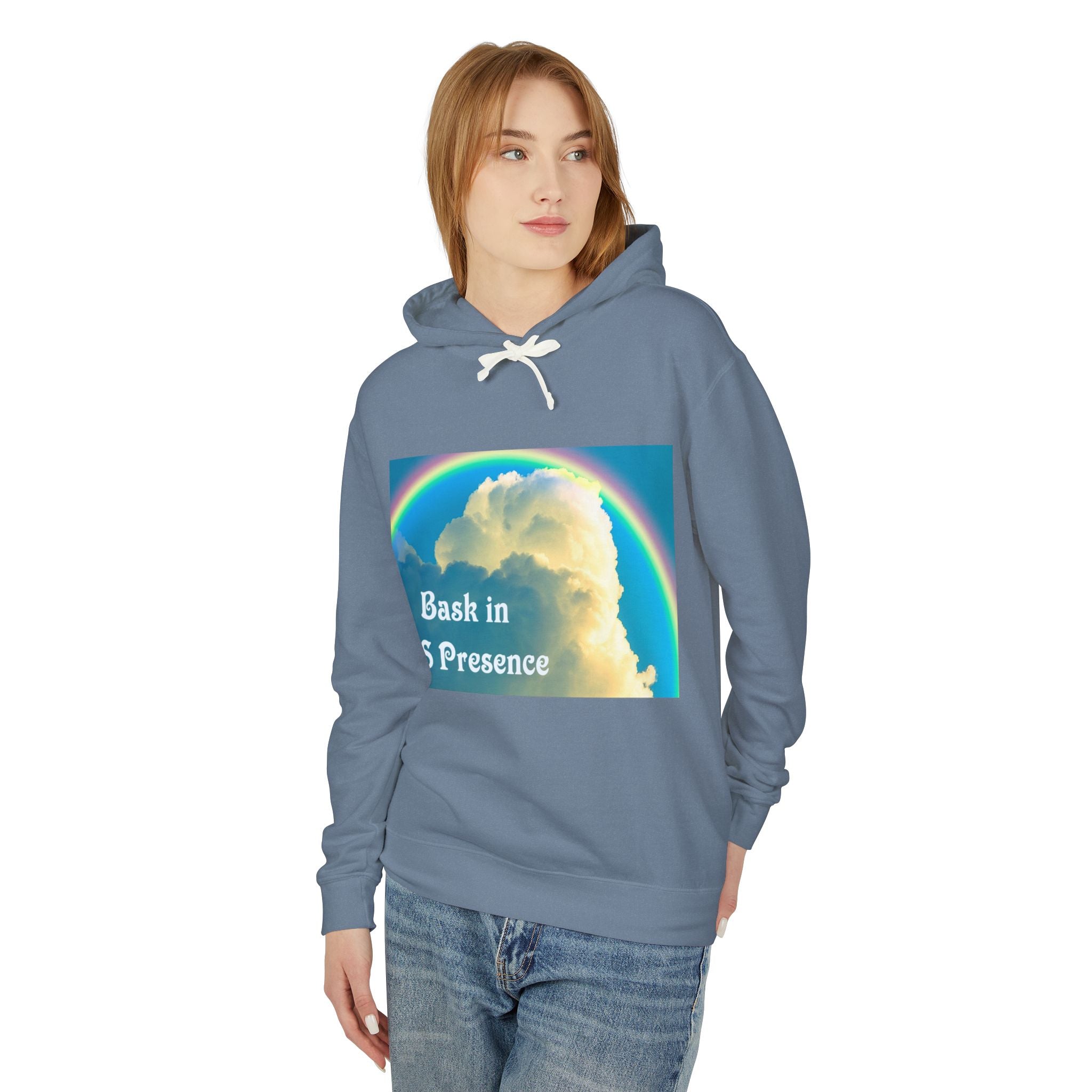 Bask in HIS Presence Clouds and Rainbow Unisex Pullover Hoodie up to 3XL