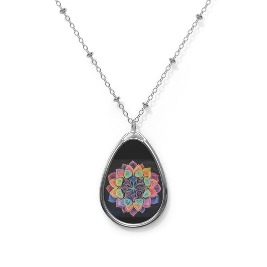 Pastel Posie Oval Necklace with Pendant