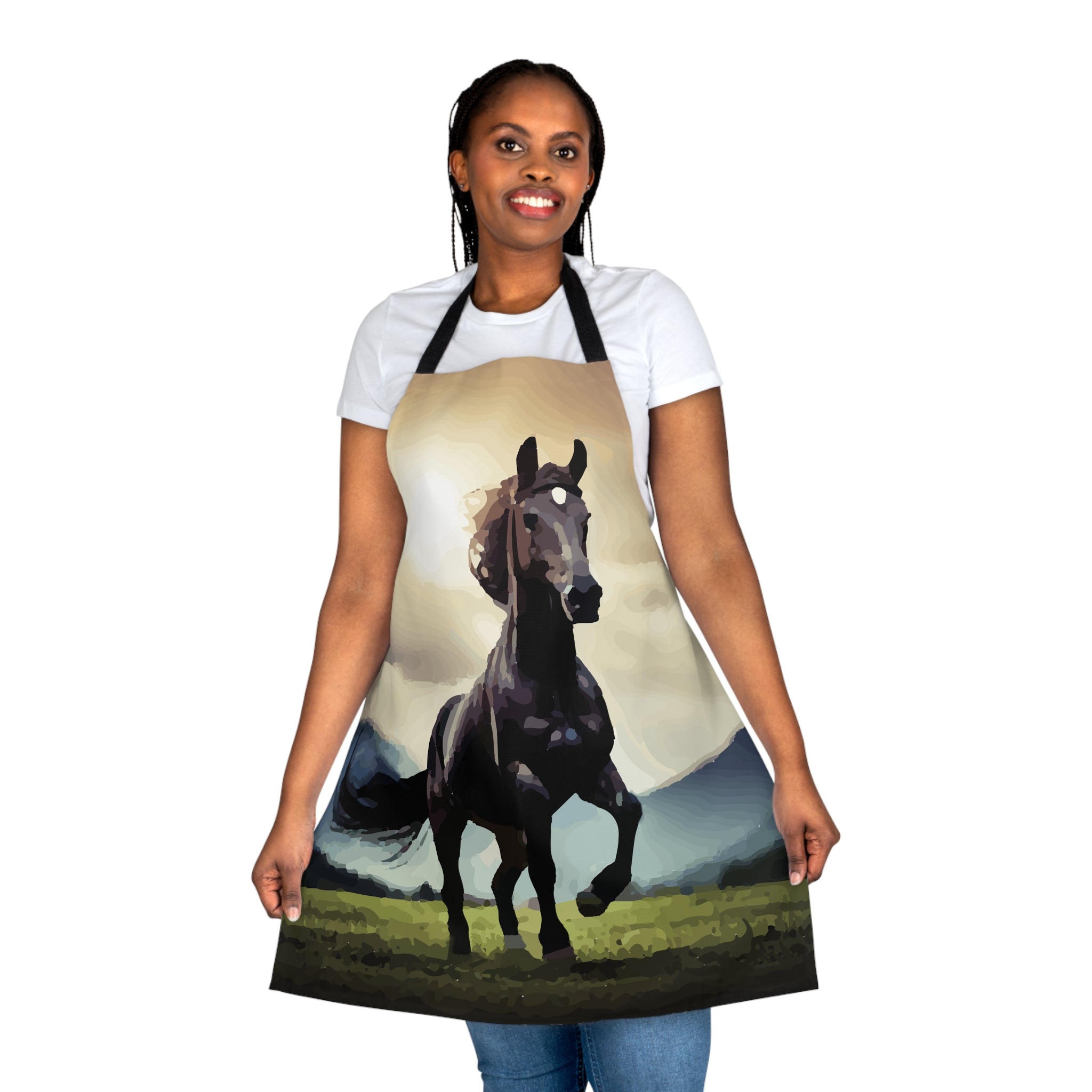 Wild Black Horse Printed Apron