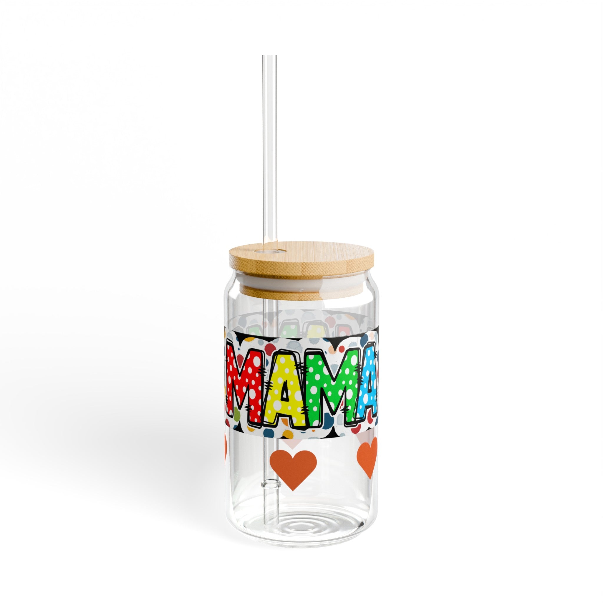 Happy Mother's Day Mama with Hearts Sipper Glass, 16oz