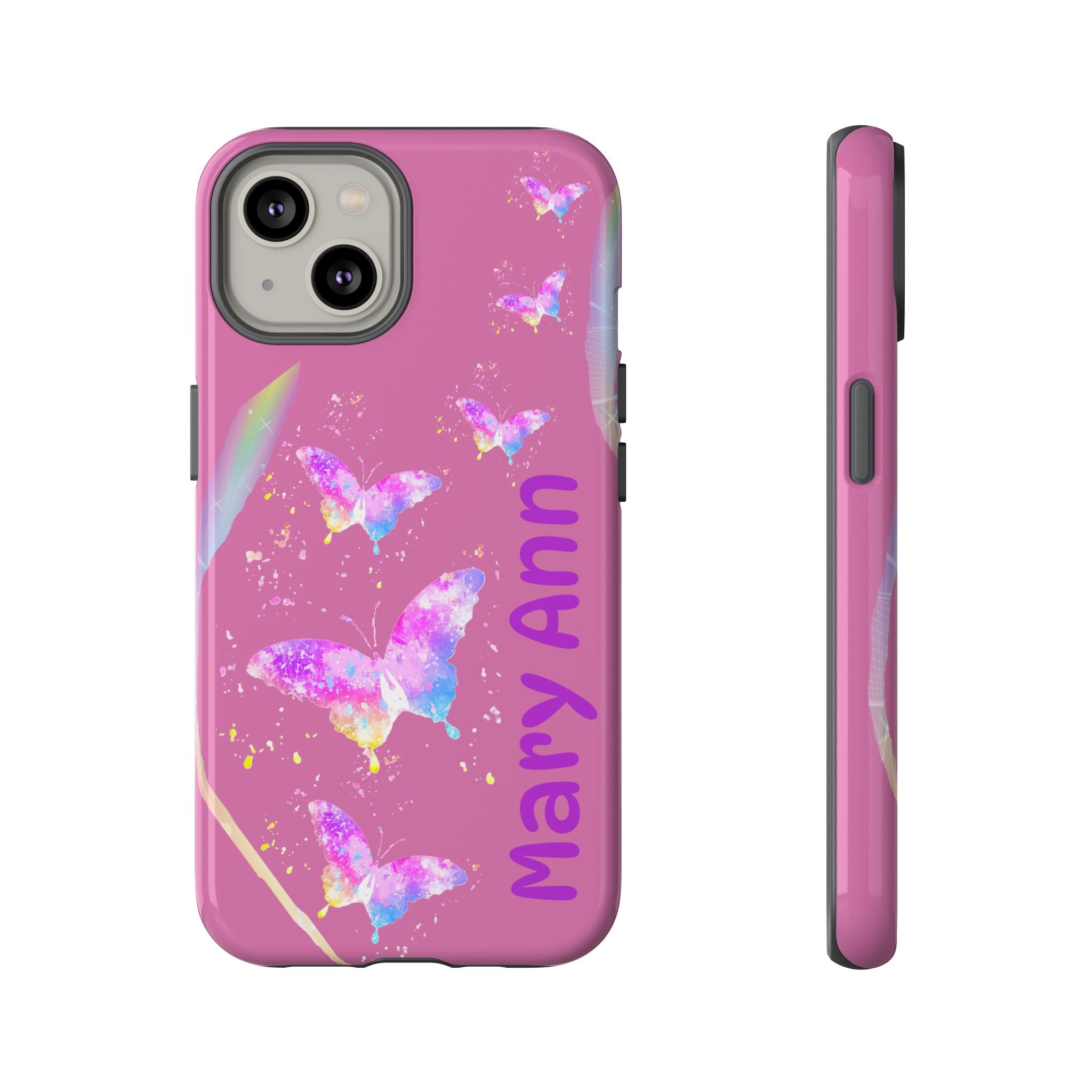 Personalized Butterfly Phone Case, Floral Phone Cover, Customizable Phone Case, Gift for Her, Pastel Decor