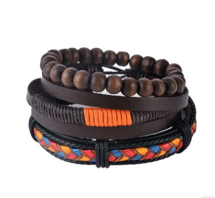 Men's Leather Bracelet Multilayer Beaded Bracelet