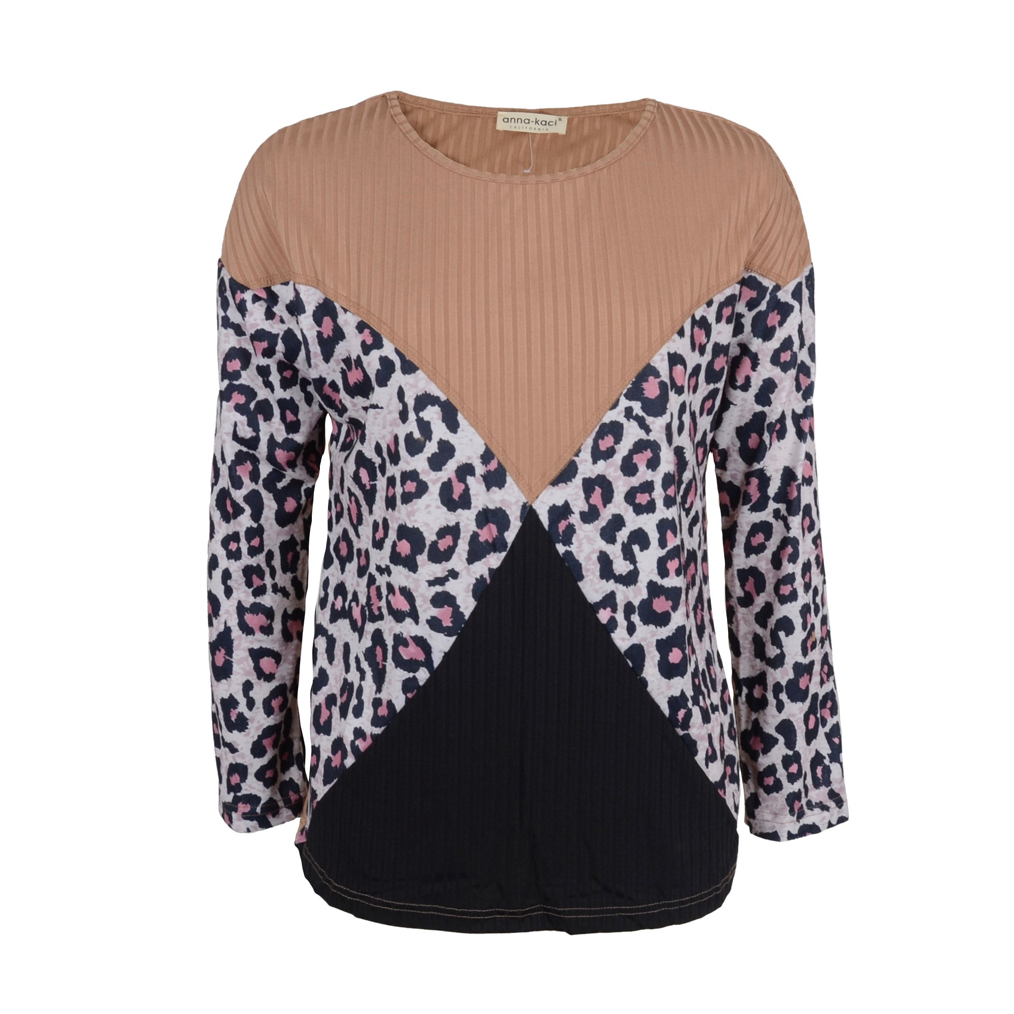 Color Block Ribbed Knit Sweater